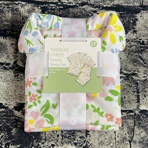 Family Sleep Kid's Girl's 3T Floral 2-Pc Short Sleeve Top & Pant PJ Set